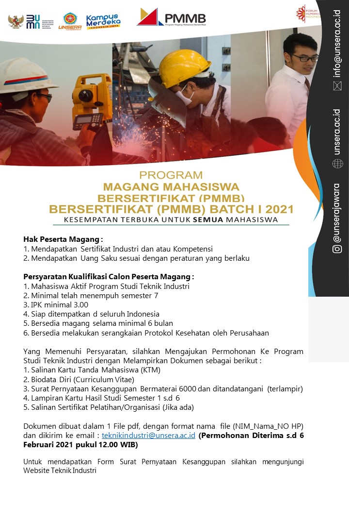 PROGRAM MAGANG MAHASISWA BERSERTIFIKAT (PMMB) BATCH I 2021 – Teknik ...